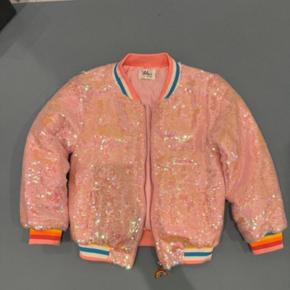 Lola and the Boys Pink Sequin Bomber Jacket